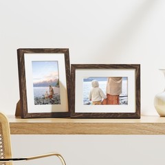 Vittanly 6×8 Picture Frame, Display Pictures 4×6 with Mat 6×8, Rustic Brown