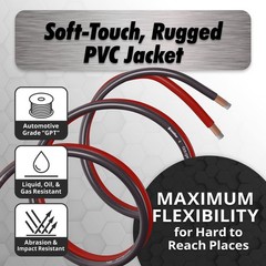 InstallGear 4 Gauge Wire – 50 feet 4 AWG Battery Cable – Copper Clad Aluminum…