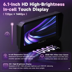 RUIST 6.1″ Wireless Motorcycle CarPlay Screen with TPMS, 6.1 Inch, Black