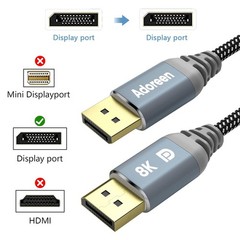 VESA Certified 8K DisplayPort 1.4 Cable 3 Feet/2 Pack,Adoreen DP 3FT-2PK