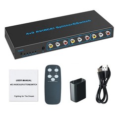 New 4 In 3 Out AV Switch RCA Switcher Box Video L/R Stereo Audio AV Selector Box