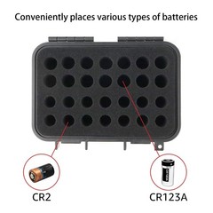 CR2 CR123A Lithium Battery Organizer Case, 28 Slots, Waterproof Hard Case for…