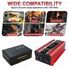 Grennova 1500W PSW Inverter DC 12V/24V/48V/60V/72V Input to AC 110V/220V Output