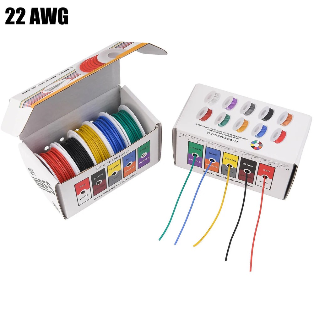 22AWG Silicone Wire Kit 5 Colors Stranded Tinned Copper Electric Wire 60 Core