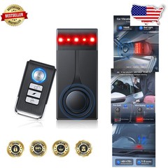 Car Alarm System 108dB Vibration Sensor & Red Light Wireless Remote