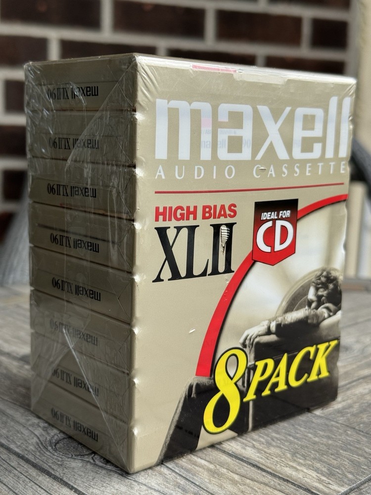 Maxell XLII 90 High Bias II Audio Cassette Tape 8 Pack, Sealed