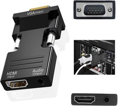 HDMI Female to VGA Male Converter with Audio Adapter for PC Laptop Xbox Monitor