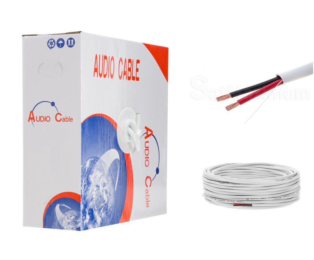 Speaker Wire 14AWG 100ft CL2 In Wall 14/2 Gauge 2 Conductor Bulk Audio Cable