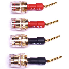 CESS-162 Pin Banana Plug to 4mm Female Banana Jack/Speaker Wire, 4 Pack (Screw-T