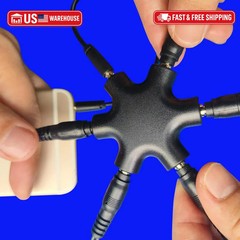 5-Jack Audio Headphone Splitter 5 Way for 3.5mm Devices Multi Earphone Splitter