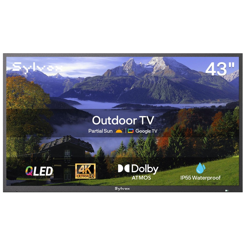 Sylvox 43” Outdoor Smart TV for Partial Sun Google TV QLED Dolby 1000nits IP55