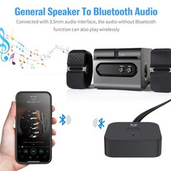 Bluetooth 5.0 Receiver & Adapter, NFC, 3.5mm AUX/RCA Output to Speaker, Black
