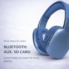 Ultra Wireless OverEar Bluetooth Headphones Mic 10 Hours Playtime Blue