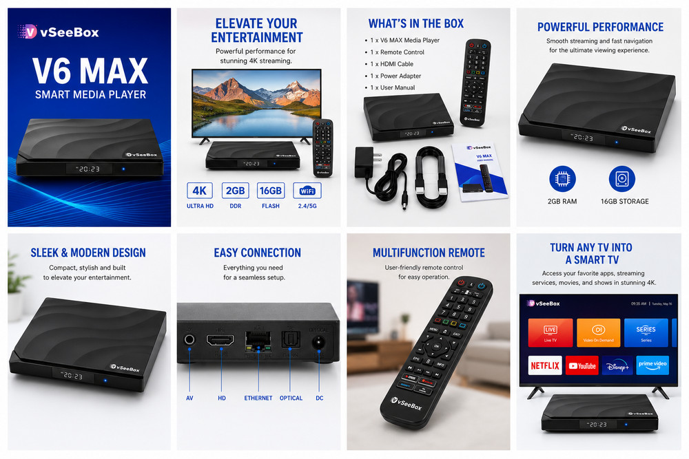 vSeeBox V6 MAX 8K Certified Distributor/ FAST/FREE SHIPPING