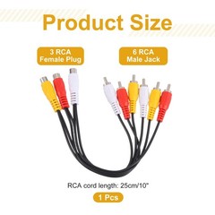 AV Audio Video Splitter Cable, 3 RCA Female Plug to 6 RCA Male Jack 25cm Comp…