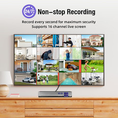 16CH Compact 5-in-1 Security DVR H.265 Remote App Access Built-in 1TB Hard Drive