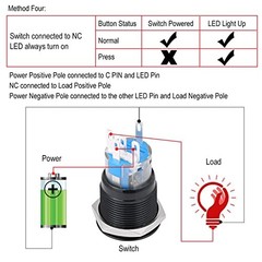 Push Button Starter Switch, 19mm 12V Car Engine Start Button Switch,