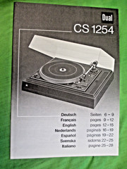 DUAL TURNTABLE CS 1254 OWNERS MANUAL ORIGINAL NOT A COPY SEVERAL LANGUAGES