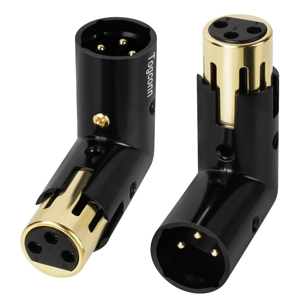 Togconn Adjustable 3-PIN Right Angle XLR Adapter 2 Pack, 90 Degree XLR Male/F…