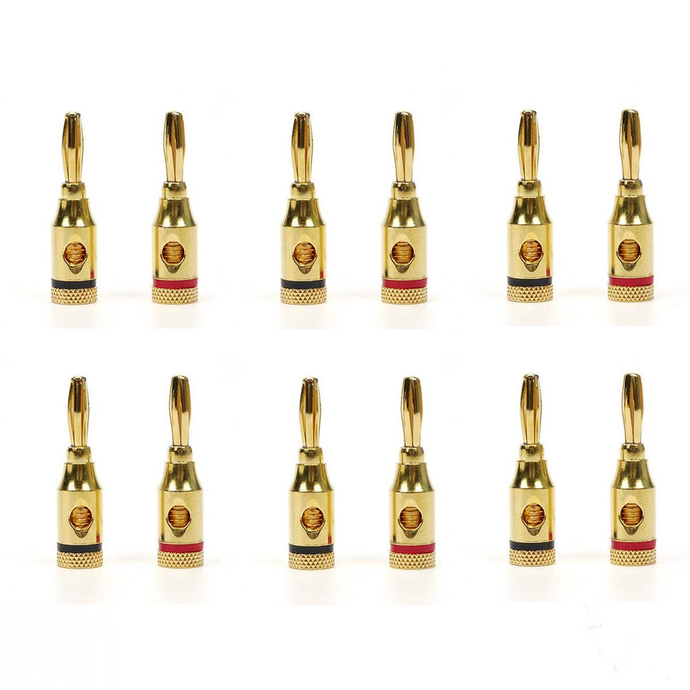 12pcs 24k Gold Plated Musical Speaker Cable Wire Pin Banana Plug Connector B5 US