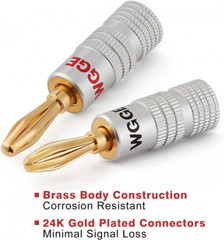 WGGE WG-009 Banana Plugs Audio Jack Connector 12 Pairs / 24 12 Pairs, Silver