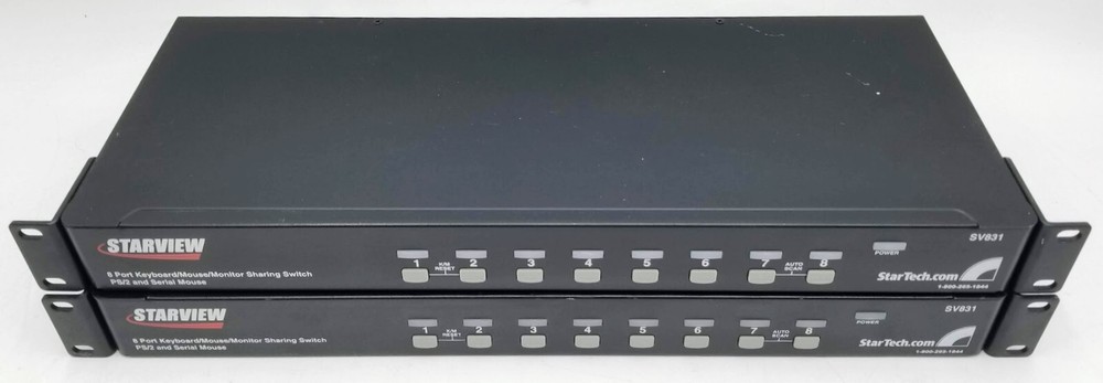 LOT OF 2 StarTech SV831 StarView 8-Port USB-Console KVM Switch