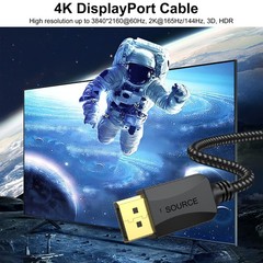 2 PCS 3ft Braided DisplayPort DP To DP Cable 4K 2K@165Hz/144Hz/120Hz Male