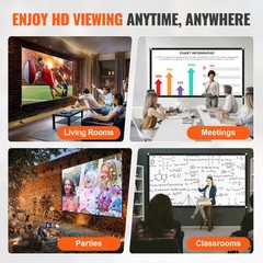 VEVOR Outdoor Movie Screen w/ Stand Portable Projector Screen 150″ 16:9 HD 4K