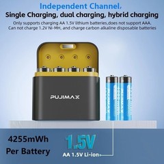 4 Packs 4255mWh AA 1.5V Rechargeable Lithium Batteries + Fast Charger Box NEW