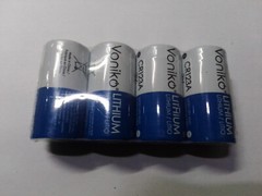 4pk Voniko CR123A LITHIUM 3V Batteries, 10 Years Shelf Life