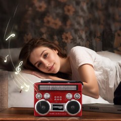 Solar Rechargeable Portable Bluetooth Radio AM/FM/SW 3-Band MP3 Player LED Light