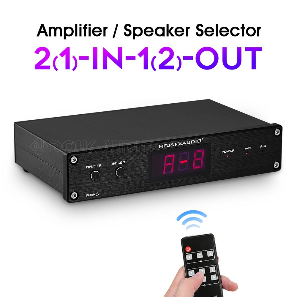 2-Way Stereo Audio A/B Spiltter Speaker Amplifier Switcher Box Selector Remote