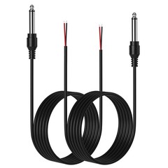 2-Pack 6FT Replacement 6.35mm Male Plug Bare Wire TS 2 Pole Mono 1/4″ Speaker