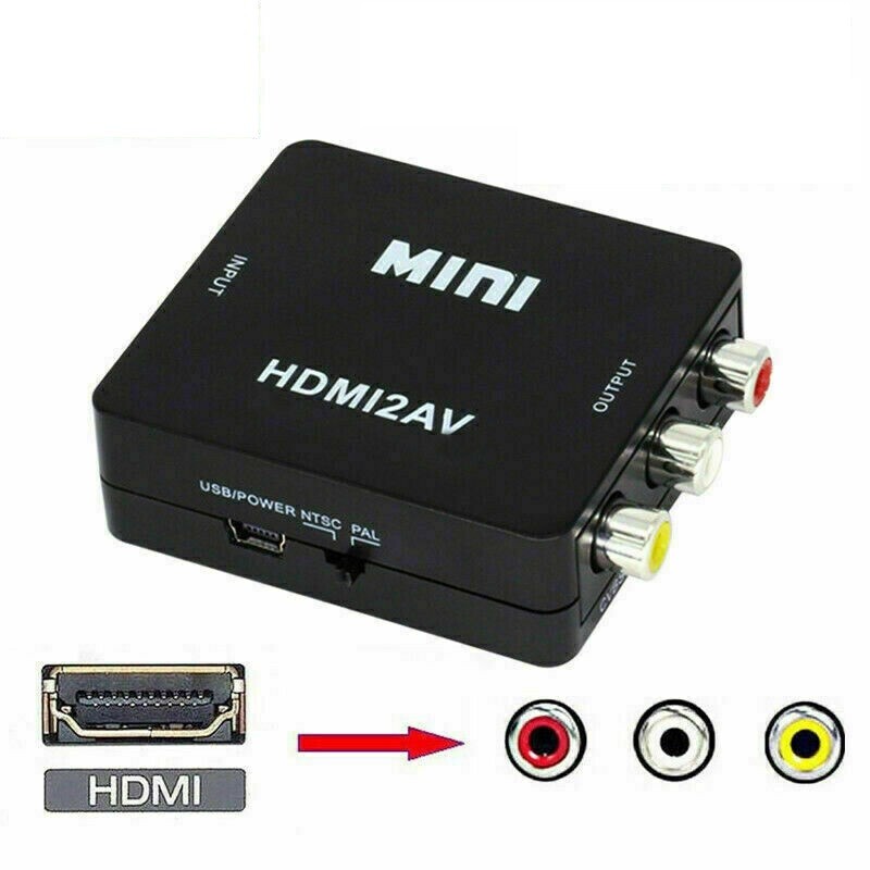 1080P Mini HDMI To RCA Audio Video AV CVBS Composite Converter Adapter For TV US
