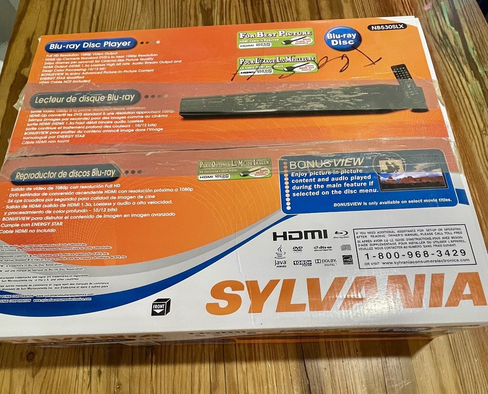 Sylvania NB530SLX Blu-ray Disc Player 1080p Full HD DVD Upscaling *NO REMOTE*