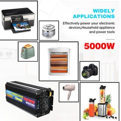 5000W 10000W Power Inverter DC 24V to AC 110V Converter W/ 4AC USB LCD Remote RV