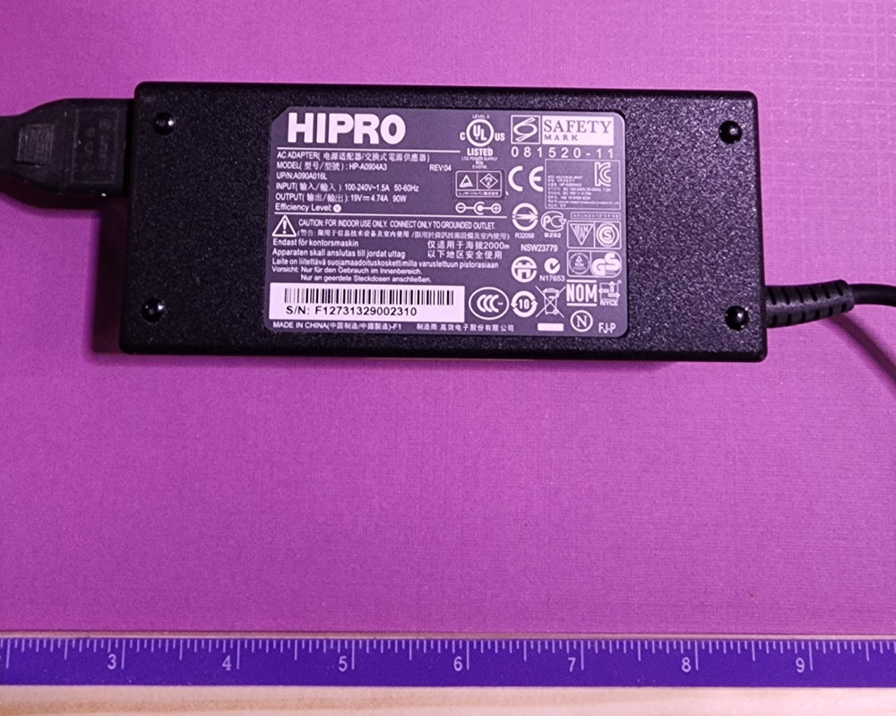 HIPRO – HP-A0904A3, UP/N:A090A016L 19V / 4.74A, Power Supply
