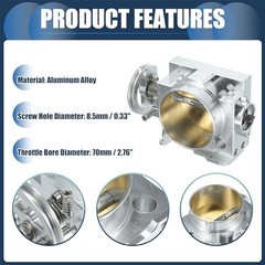 Vehicle Throttle Body Assembly, 70mm Throttle Body Actuator for Car Aluminum