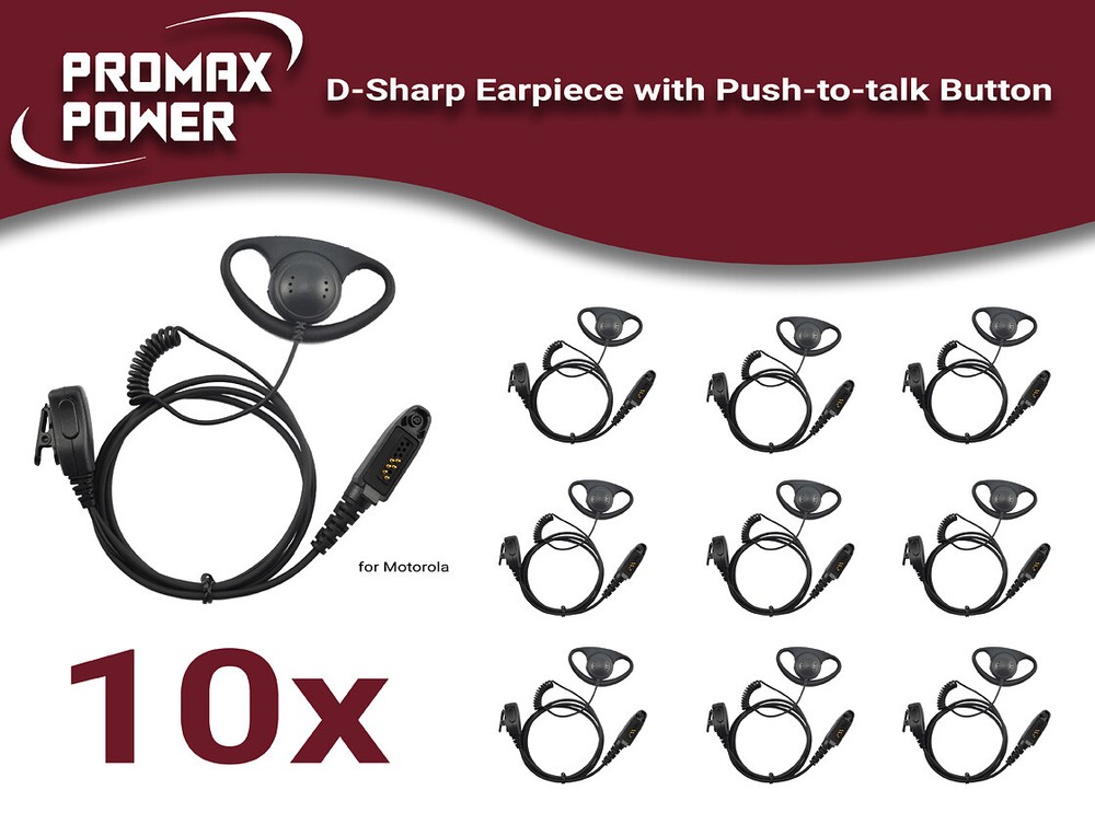 10x D-shaped Earpiece headset with PTT for Motorola GL200, EX500, EX600