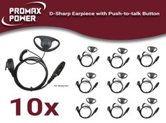 10x D-shaped Earpiece headset with PTT for Motorola GL200, EX500, EX600