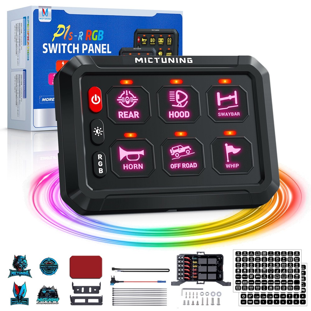 6 Gang Switch Panel 12V ON/OFF LED Light Circuit Control Box Offroad Marine Car