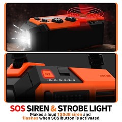 Hand Crank Emergency Solar 5200mAh Power Bank Charger IPX3 Weather Radio Light