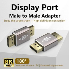 2 Pack 8K DisplayPort Male to Male Adapter 180 Degree DP Connector for TV