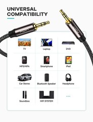 Aux Cable 30 ft Copper Shell Hi-Fi Sound 3.5 mm Male to Male Braided Auxiliar…