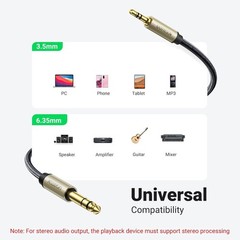 ProSound Braided 1/8 to 1/4 Stereo Audio Cable for Guitar & Devices