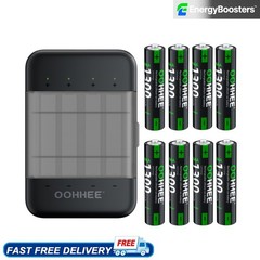 8-Pack AAA 1.5V Rechargeable Lithium Batteries 1300mWh with Charging Box