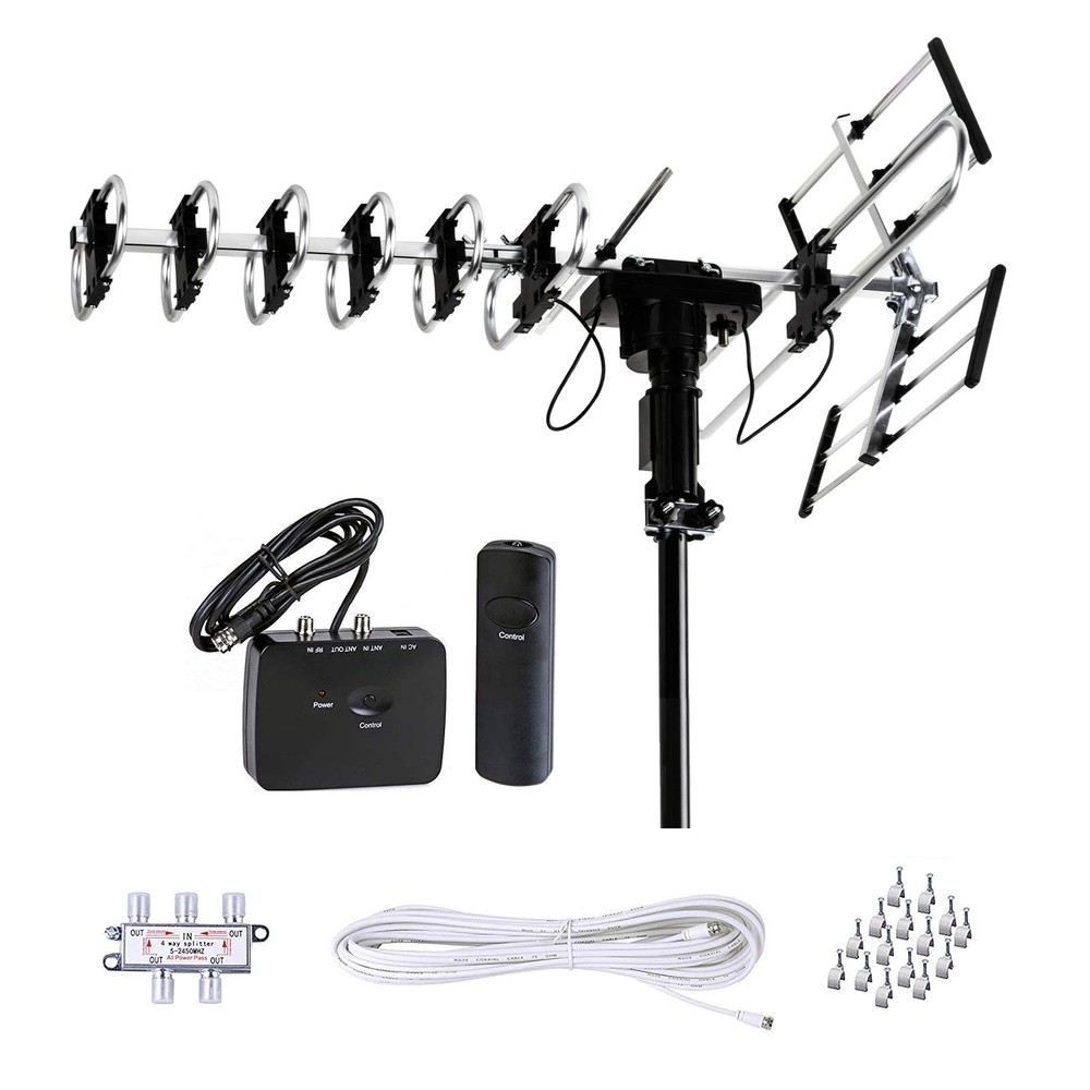 Five Star Outdoor Antenna HD TV Up to 200 Miles Long Range with Motorized 360 De