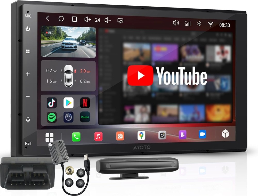 ATOTO AI Android Car Stereo 7” 2DIN Carplay w/OBDII Diag Scanner & TPMS Sensor