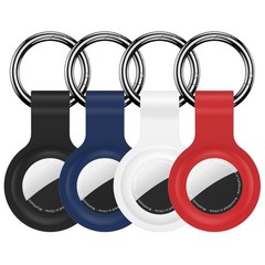 Compatible with AirTag Holder Case Keychain 4 Pack, for Black/White/Blue/Red