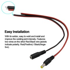 (Real 18AWG) 10 Pairs 12V 5A DC Power Pigtail Barrel Plug Connector Cable, 2